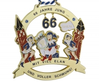 Herrenorden MKG, 3-teilig, mit frei hängenden Zahlen<br>passender Damenorden einschl. Steinchen<br> und Pin (ohne Abbildung)